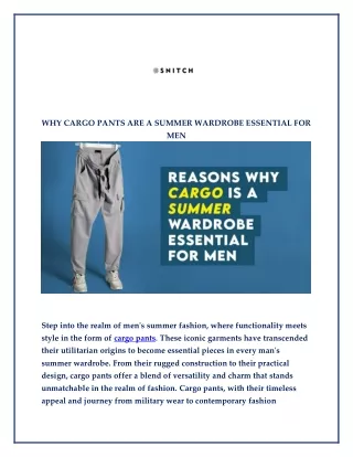 WHY CARGO PANTS ARE A SUMMER WARDROBE ESSENTIAL FOR MEN