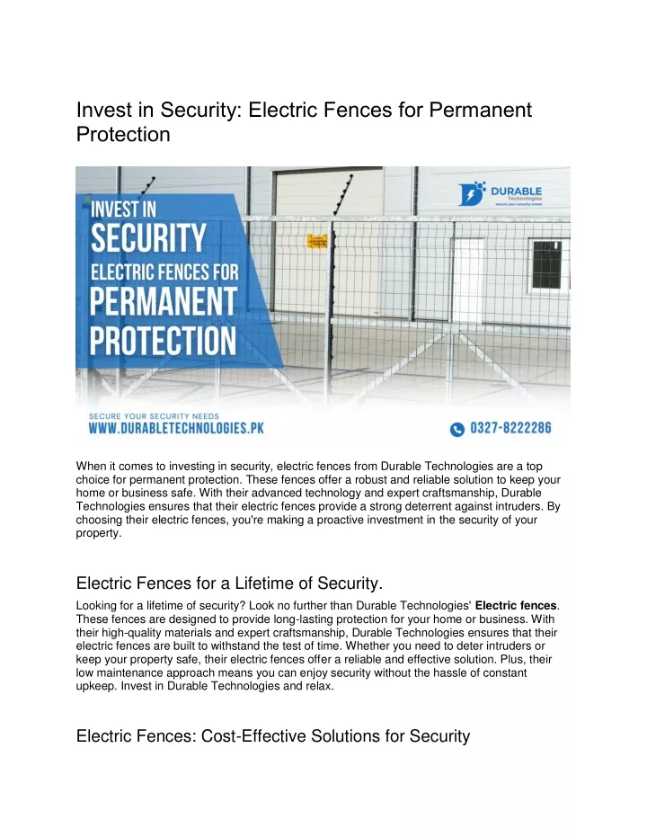 invest in security electric fences for permanent