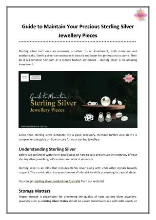 Guide to Maintain Your Precious Sterling Silver Jewellery Pieces