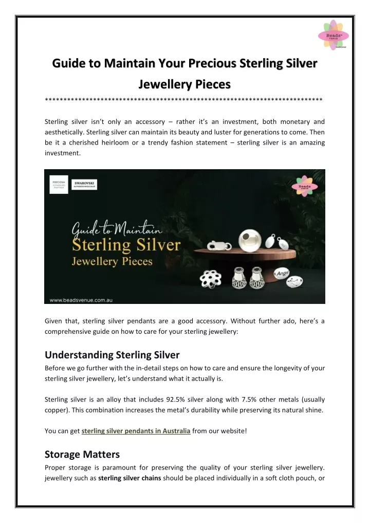 guide to maintain your precious sterling silver