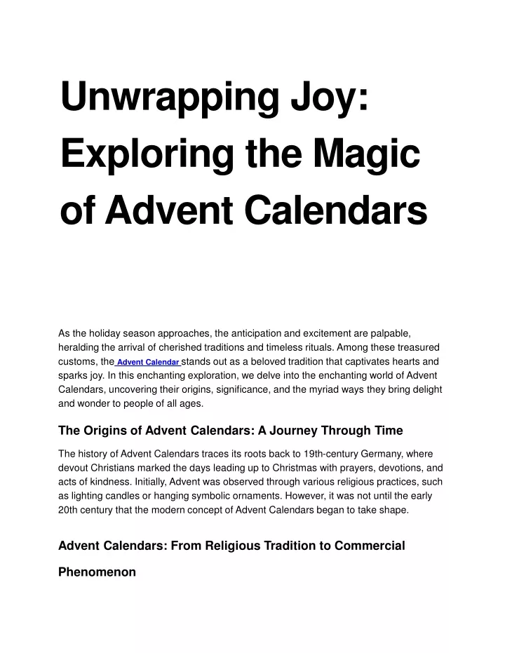 unwrapping joy exploring the magic of advent