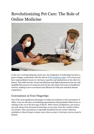 Revolutionizing Pet Care_ The Role of Online Medicine
