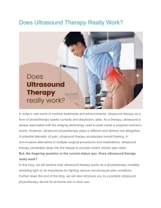 Does Ultrasound Therapy Really Work?