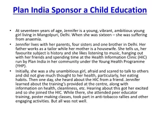 Plan India Sponsor a Child Education