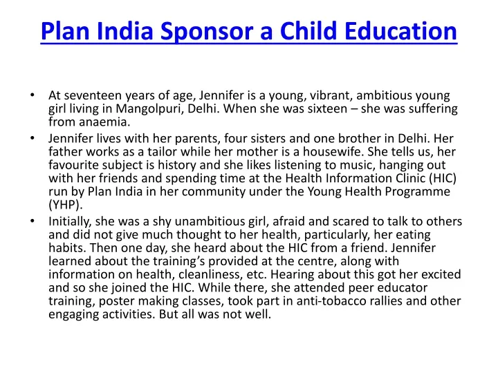 plan india sponsor a child education