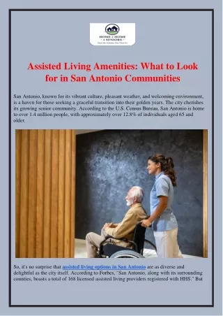 Assisted Living Amenities: What to Look for in San Antonio Communities