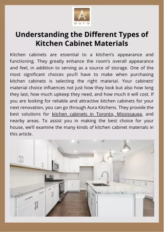 Understanding the Different Types of Kitchen Cabinet Materials