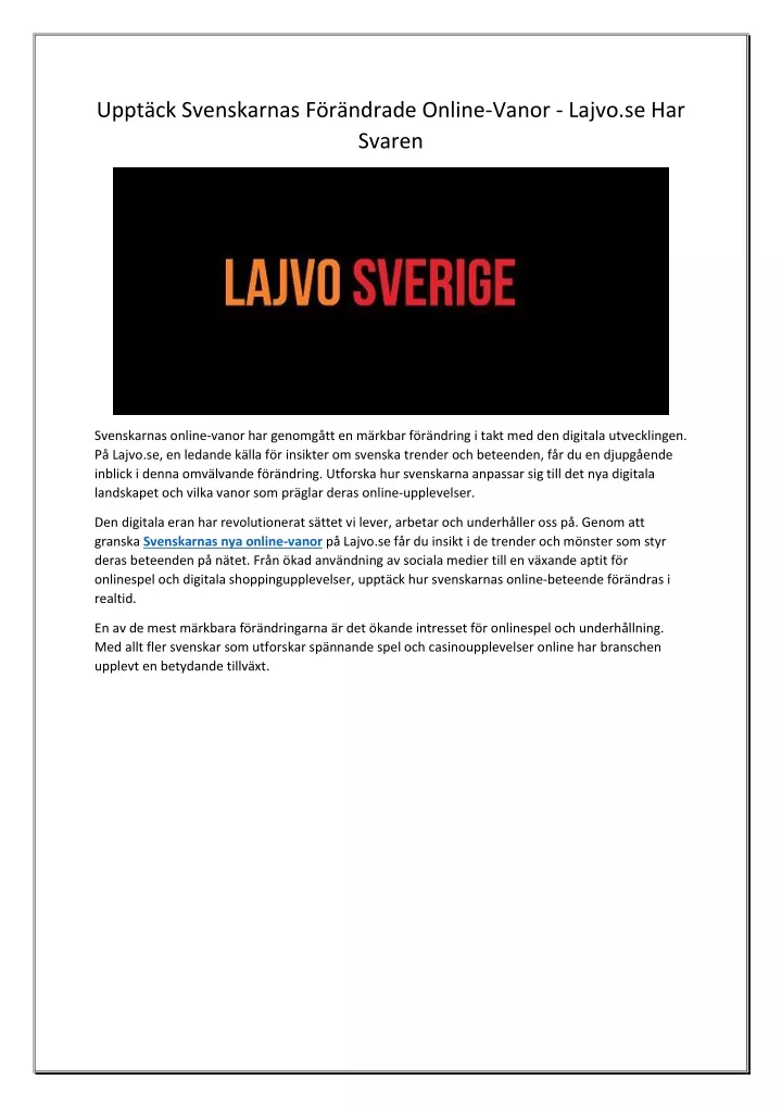 uppt ck svenskarnas f r ndrade online vanor lajvo