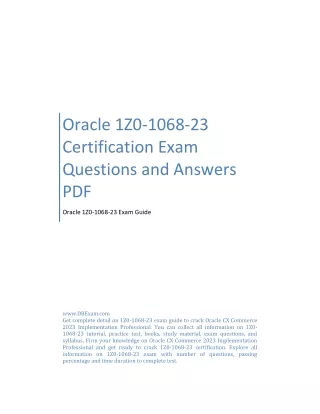 Oracle 1Z0-1068-23 Certification Exam Questions and Answers PDF