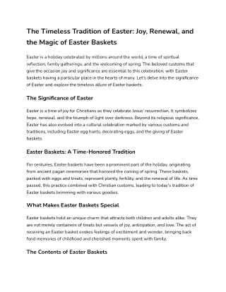 The Timeless Tradition of Easter_ Joy, Renewal, and the Magic of Easter Baskets
