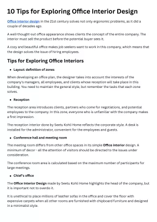 10 Tips for Exploring Office Interior Design