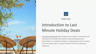 Introduction to Last Minute Holiday Deals