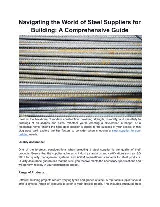 navigating the world of steel suppliers
