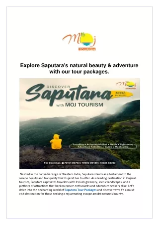 Explore Saputara's natural beauty  adventure with our tour packages.
