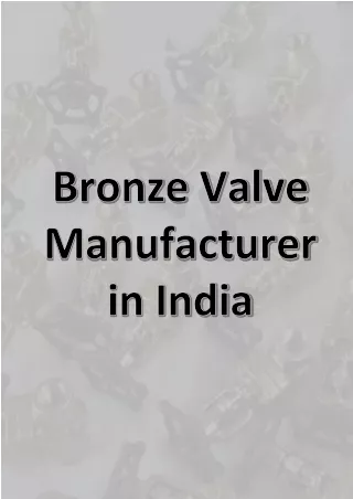 Bronze Valve Manufacturer in India