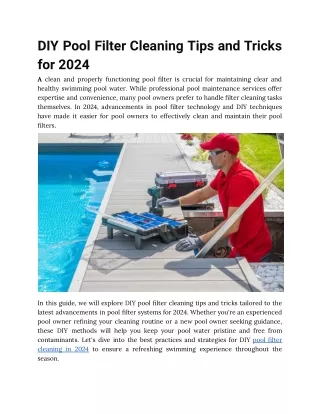 DIY Pool Filter Cleaning Tips and Tricks for 2024