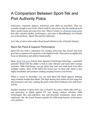 A Comparison Between Sport-Tek and Port Authority Polos