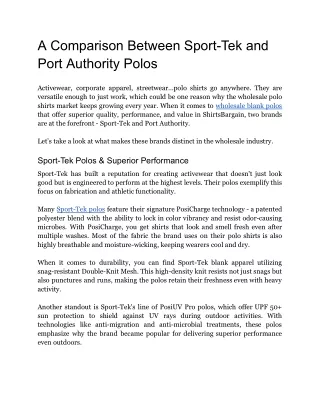 a comparison between sport tek and port authority