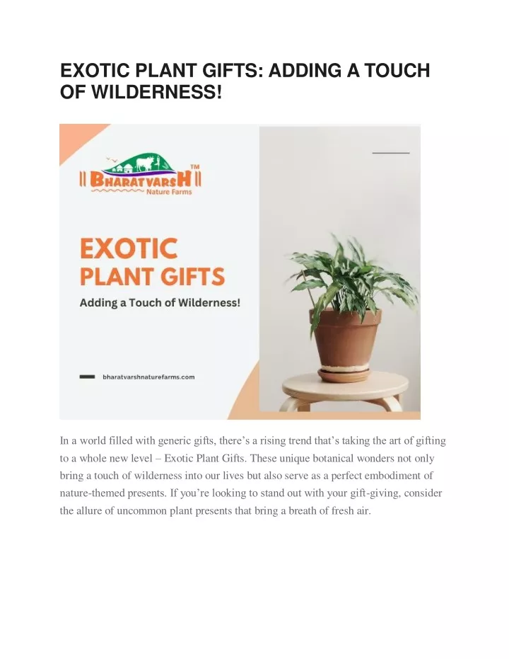 exotic plant gifts adding a touch of wilderness