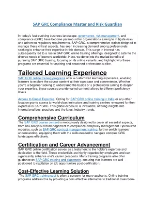 SAP GRC Compliance Master and Risk Guardian