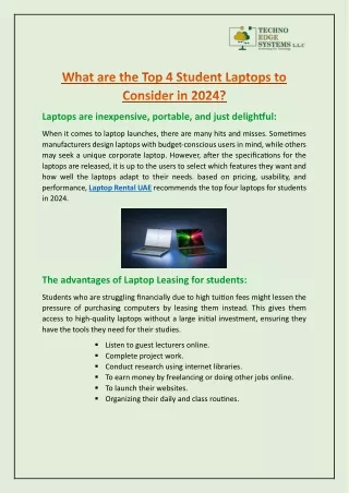 What are the Top 4 Student Laptops to Consider in 2024?