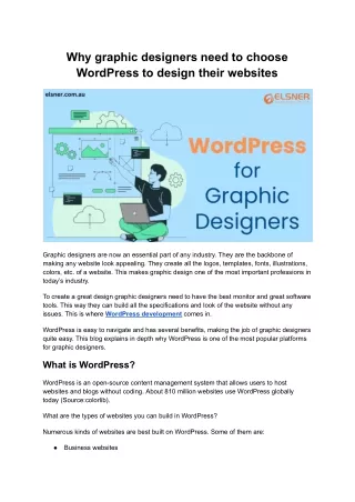 Why graphic designers need to choose WordPress to design their websites