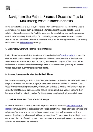 Navigating the Path to Financial Success - Tips for Maximizing Asset Finance Benefits