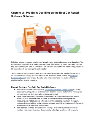 Custom vs. Pre-Built: Deciding on the Best Car Rental Software Solution