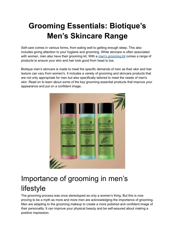 grooming essentials biotique s men s skincare