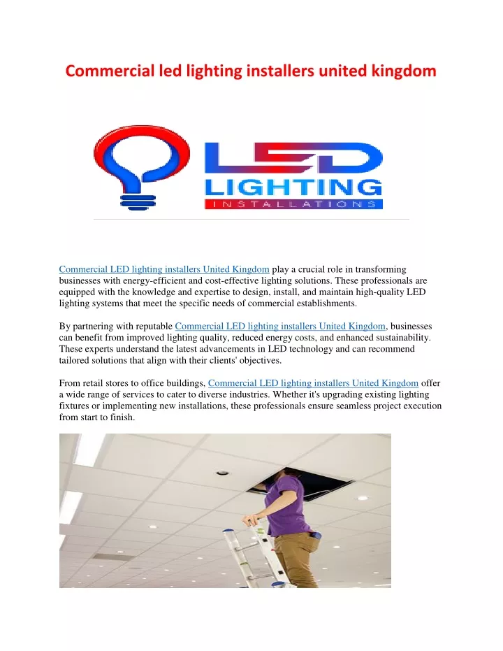 commercial led lighting installers united kingdom
