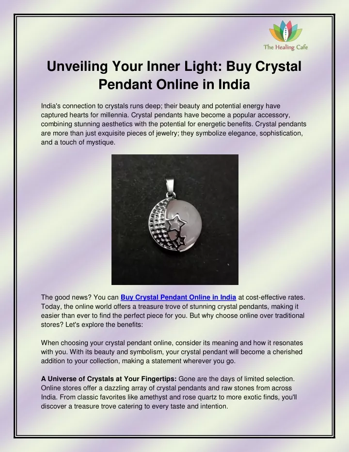 unveiling your inner light buy crystal pendant