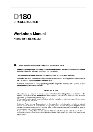 NEW HOLLAND D180 CRAWLER DOZER Service Repair Manual