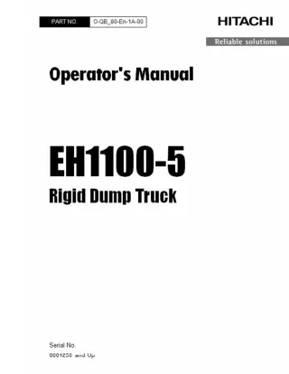 Hitachi EH1100-5 Rigid Dump Truck operator’s manual