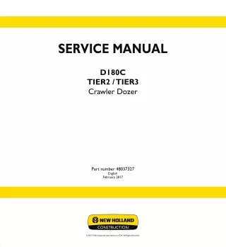 New Holland D180C BD TIER 2 Crawler Dozer Service Repair Manual