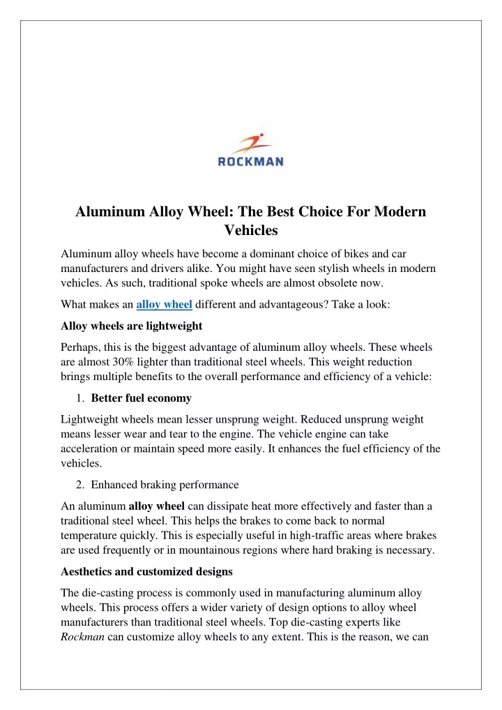 aluminum alloy wheel the best choice for modern