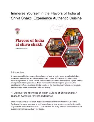 Immerse Yourself in the Flavors of India at Shiva Shakti_ Experience Authentic Cuisine