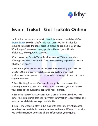 Confirm Your Event Booking Online via Tktby