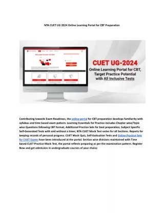 NTA CUET UG 2024 Online Learning Portal for CBT Preparation