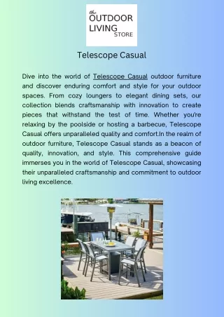 Explore Timeless Comfort with Telescope Casual Outdoor Furniture