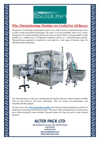 Why Thermoforming Machine Are Useful For All Buyers