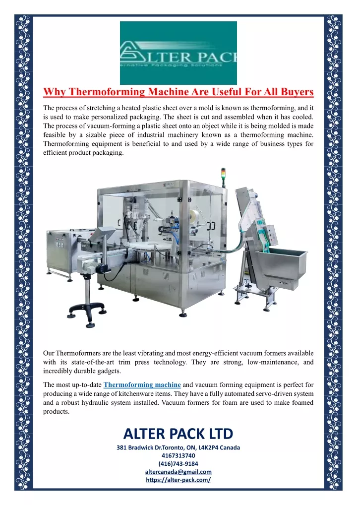 why thermoforming machine are useful