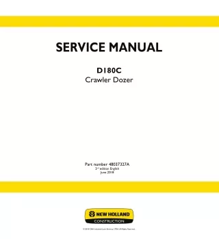 New Holland D180C Crawler Dozer Service Repair Manual