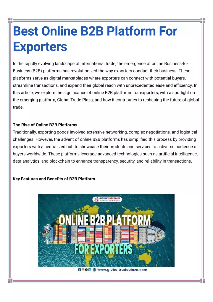 best online b2b platform for exporters