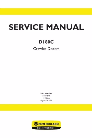 New Holland D180C PAT Crawler Dozer Service Repair Manual