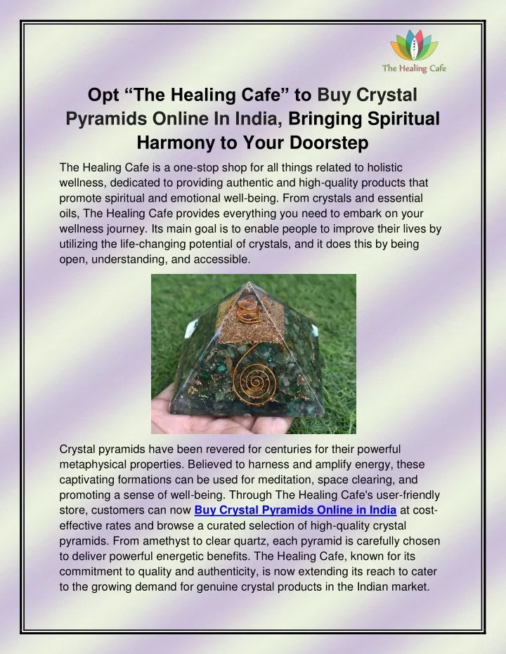 opt the healing cafe to buy crystal pyramids