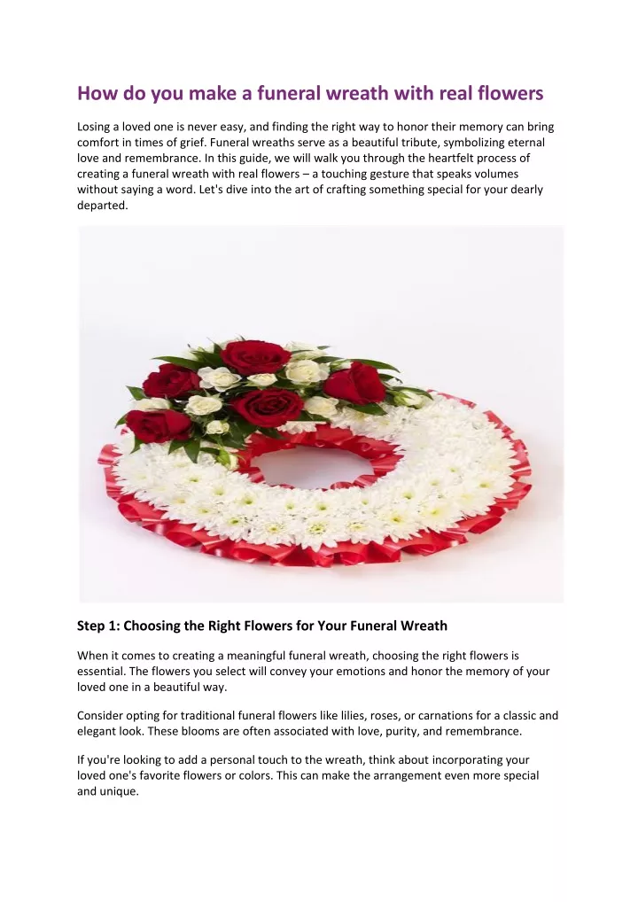 how do you make a funeral wreath with real flowers