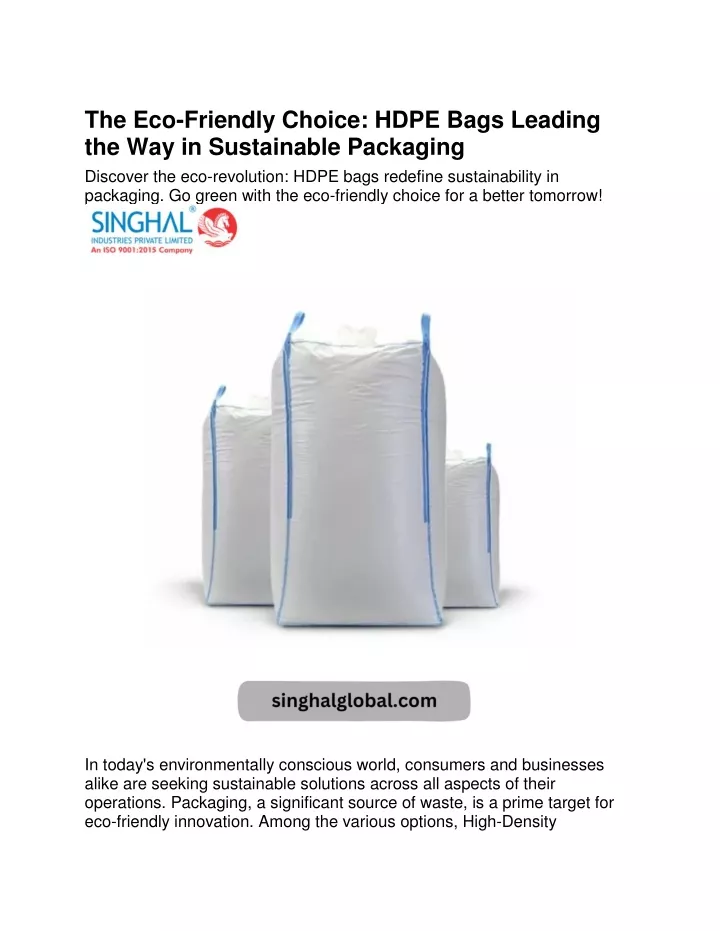 the eco friendly choice hdpe bags leading