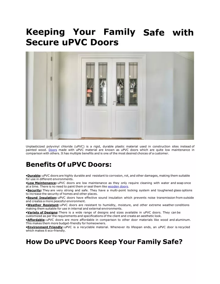 keeping your family secure upvc doors