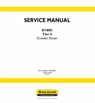 New Holland D180C Tier 4 Crawler Dozer Service Repair Manual