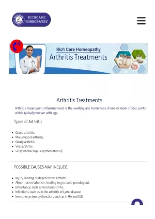 Arthritis Homeopathy treatments In Bangalore